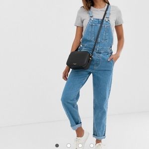 ASOS Design denim overall in mid wash blue